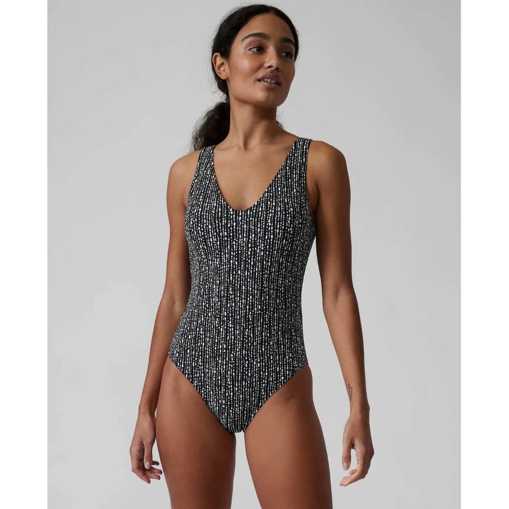 NWT Athleta Seychelles one piece swimsuit - LARGE - rice pearls black - LARGE